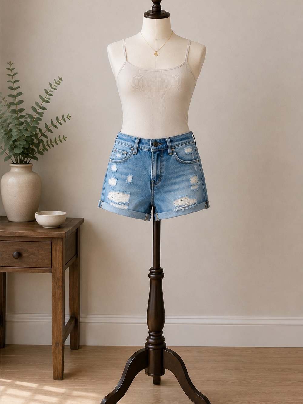 Articles of Society Light Wash Denim Shorts Rolled Hem Size 27 Festival Y2K